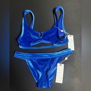 Frankie's Bikinis Cobalt Velvet Two-Piece Swim Set